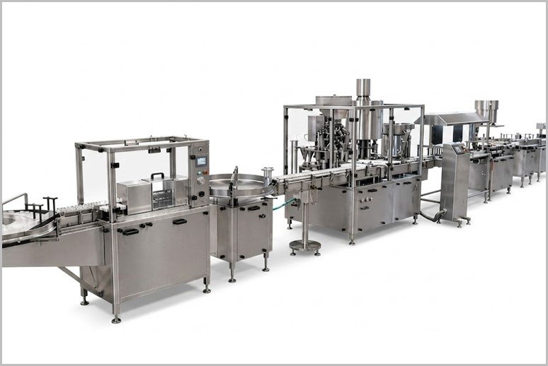 Automated stainless steel production line with multiple machines in a row